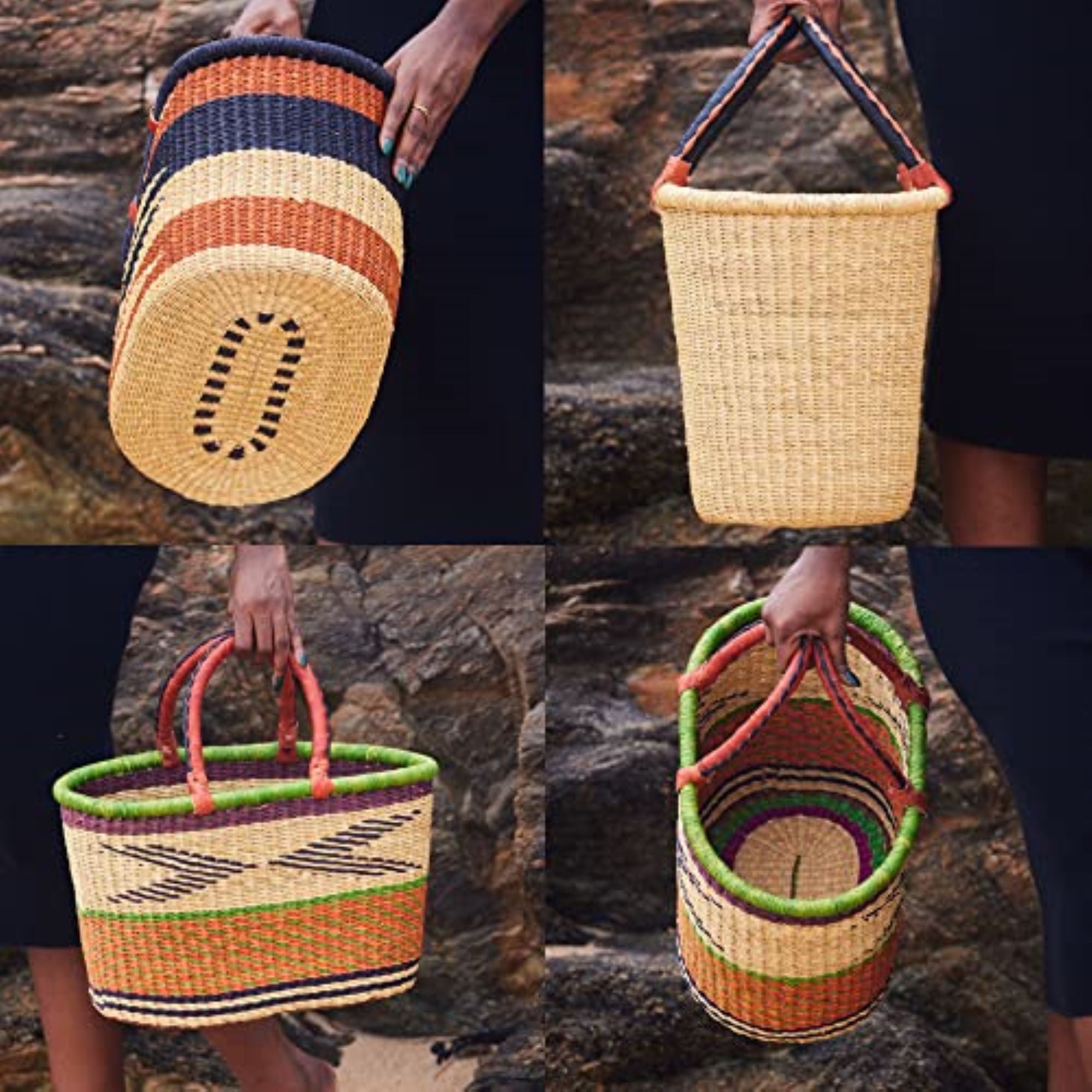 Handwoven Grass Basket Oval Style <br>Assorted