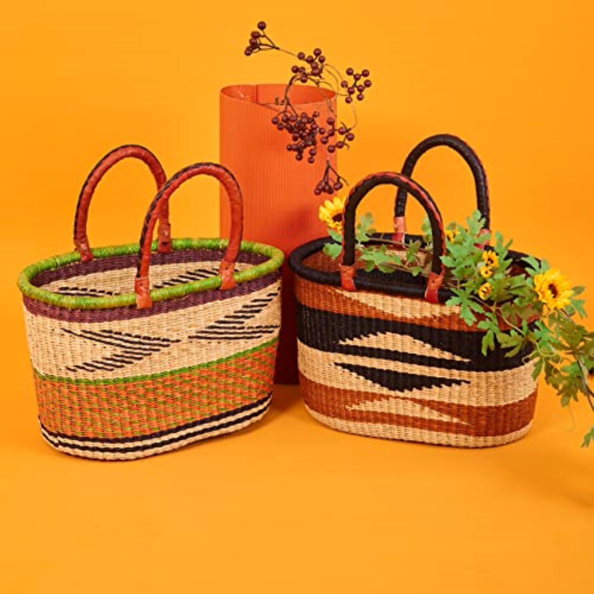 Handwoven Grass Basket Oval Style <br>Assorted