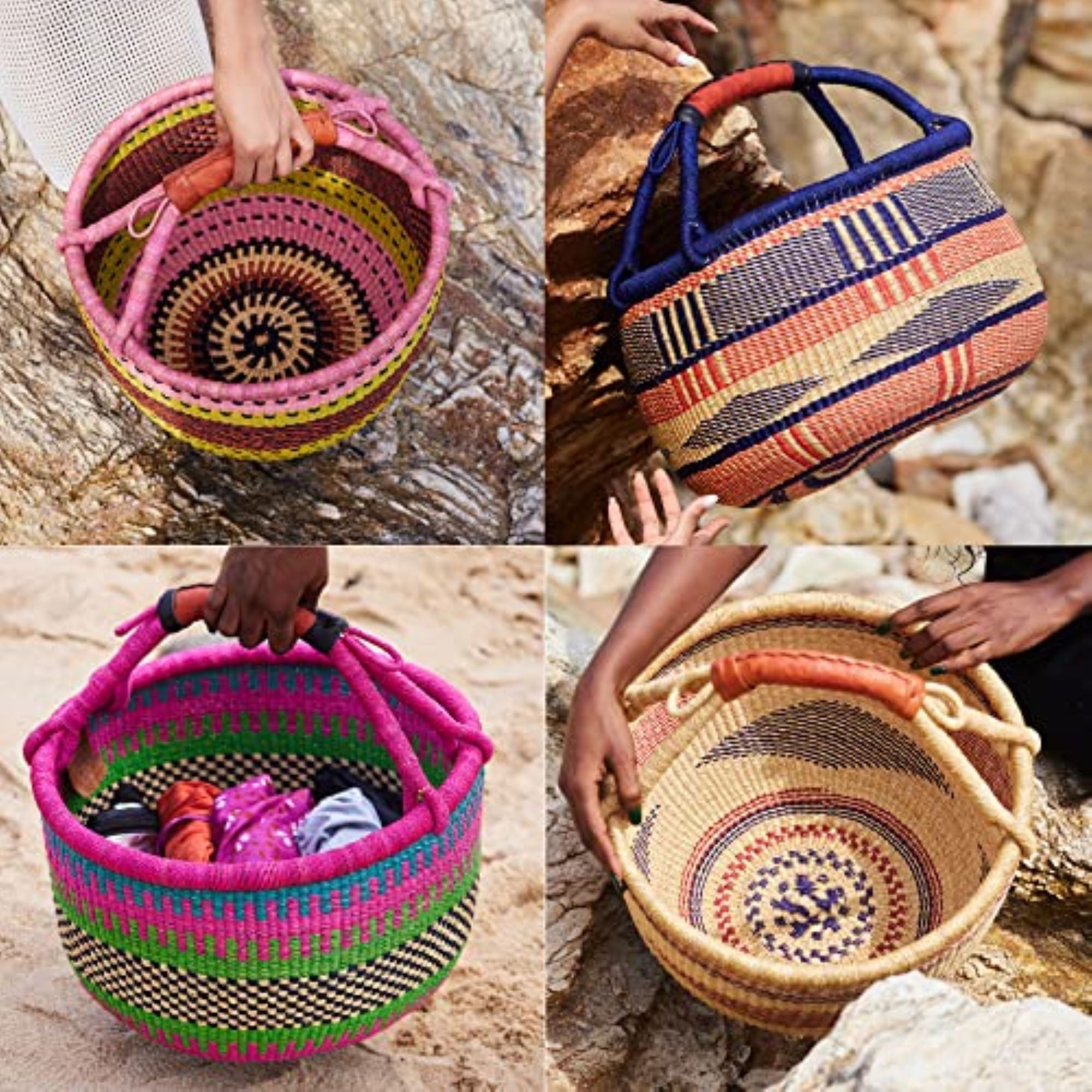 Handwoven Grass Basket Market Style <br>Assorted