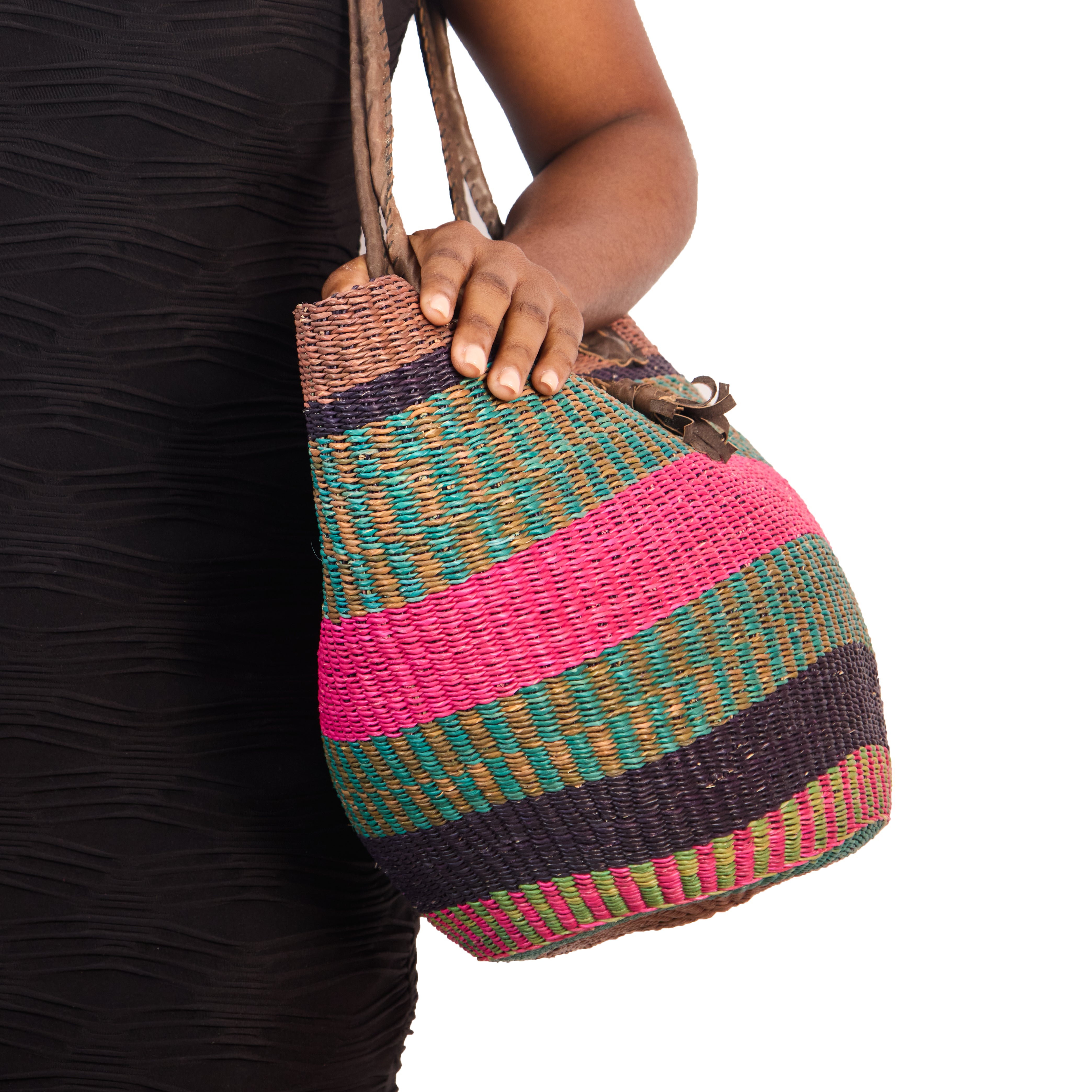 Handwoven Grass Basket Shoulder Bag <br>Assorted