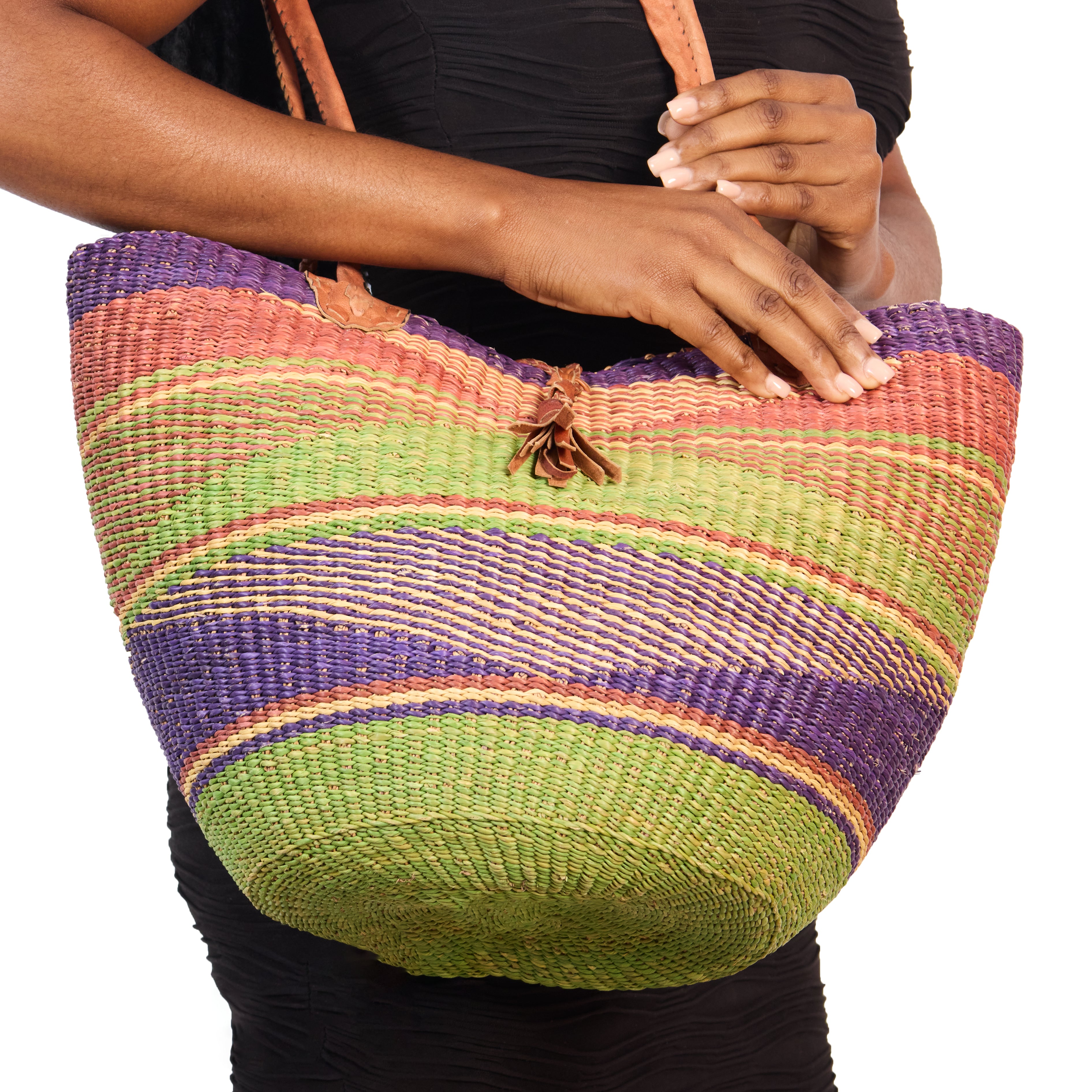 Handwoven Grass Basket Shoulder Bag <br>Assorted