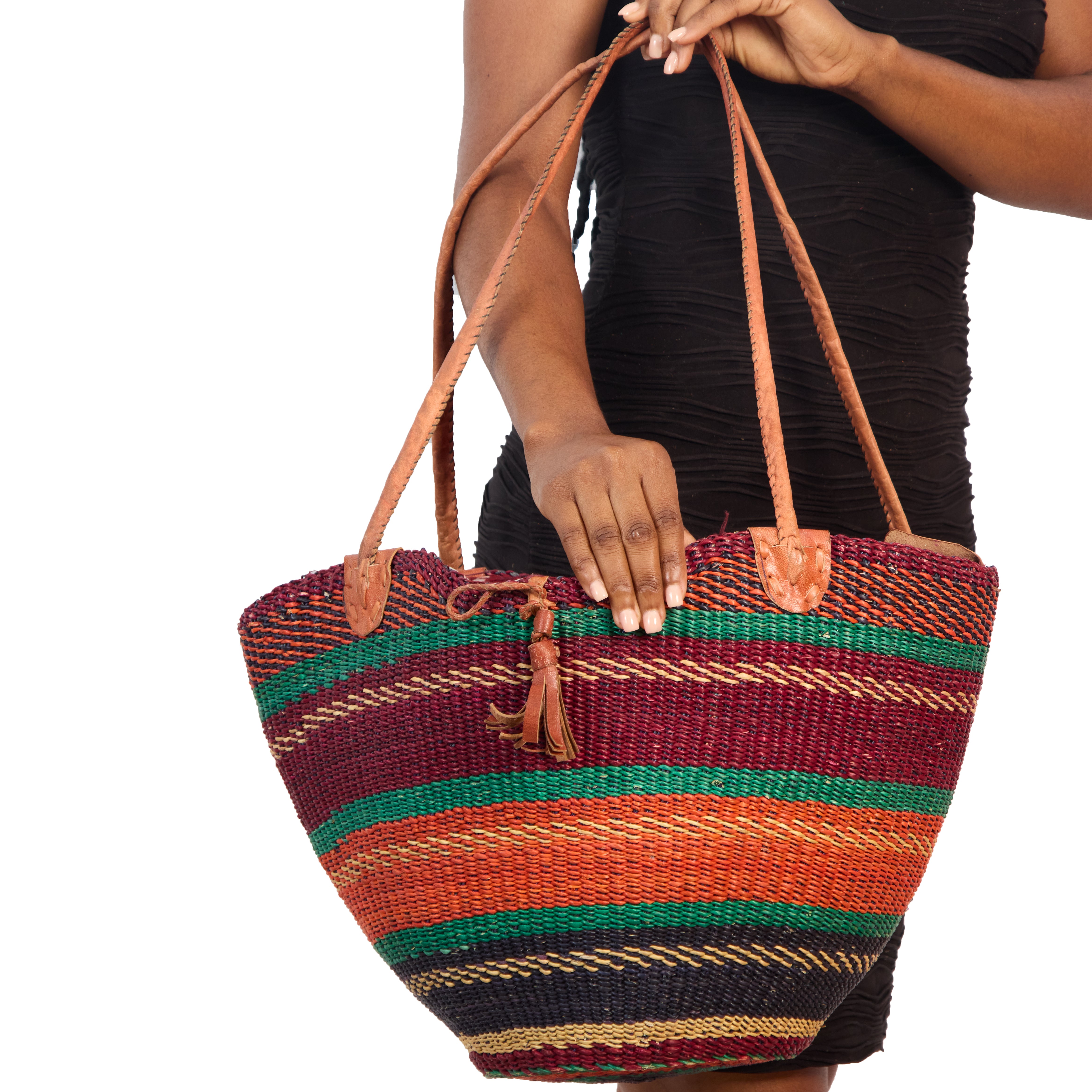 Handwoven Grass Basket Shoulder Bag <br>Assorted