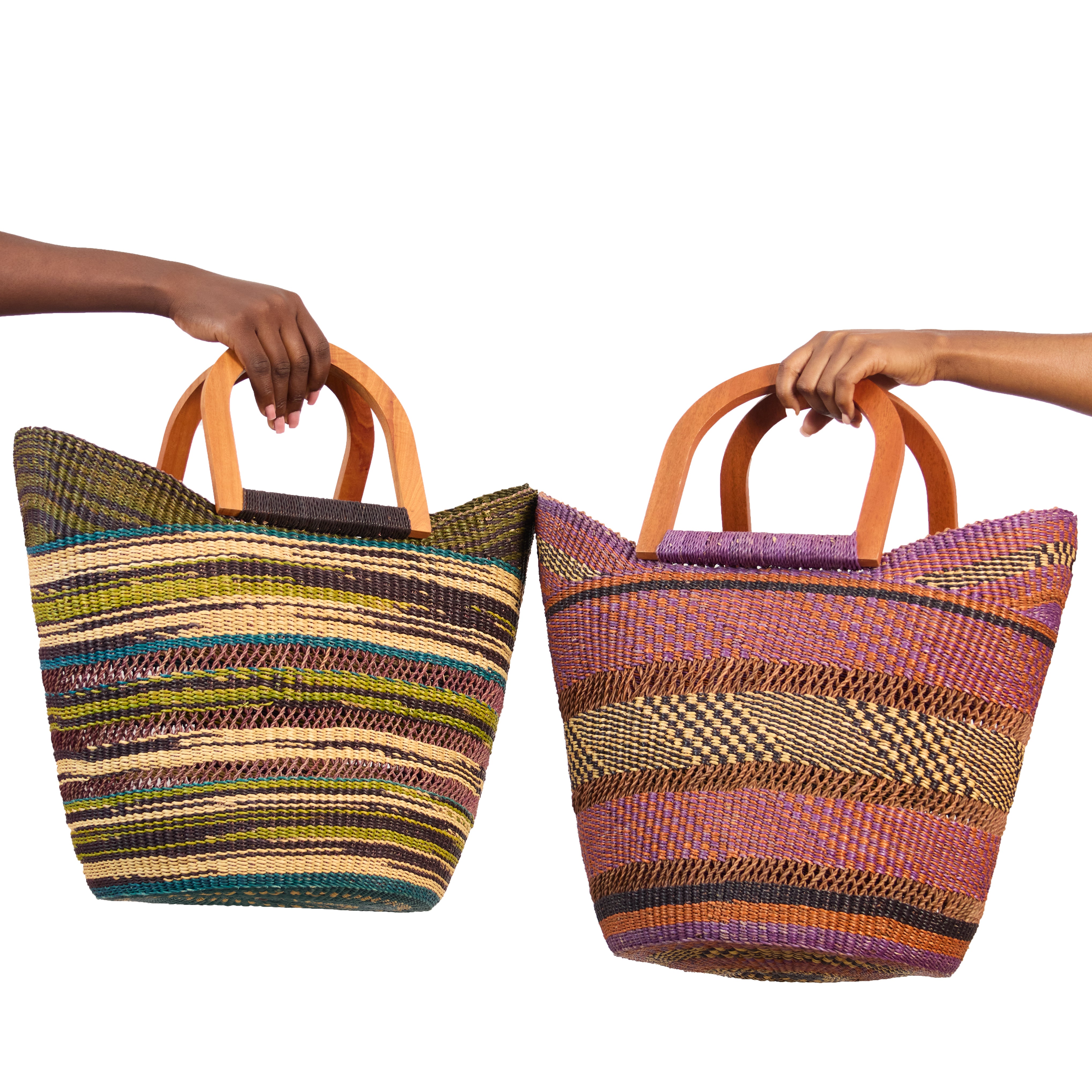 Handwoven Grass Basket Winged Style <br>Assorted