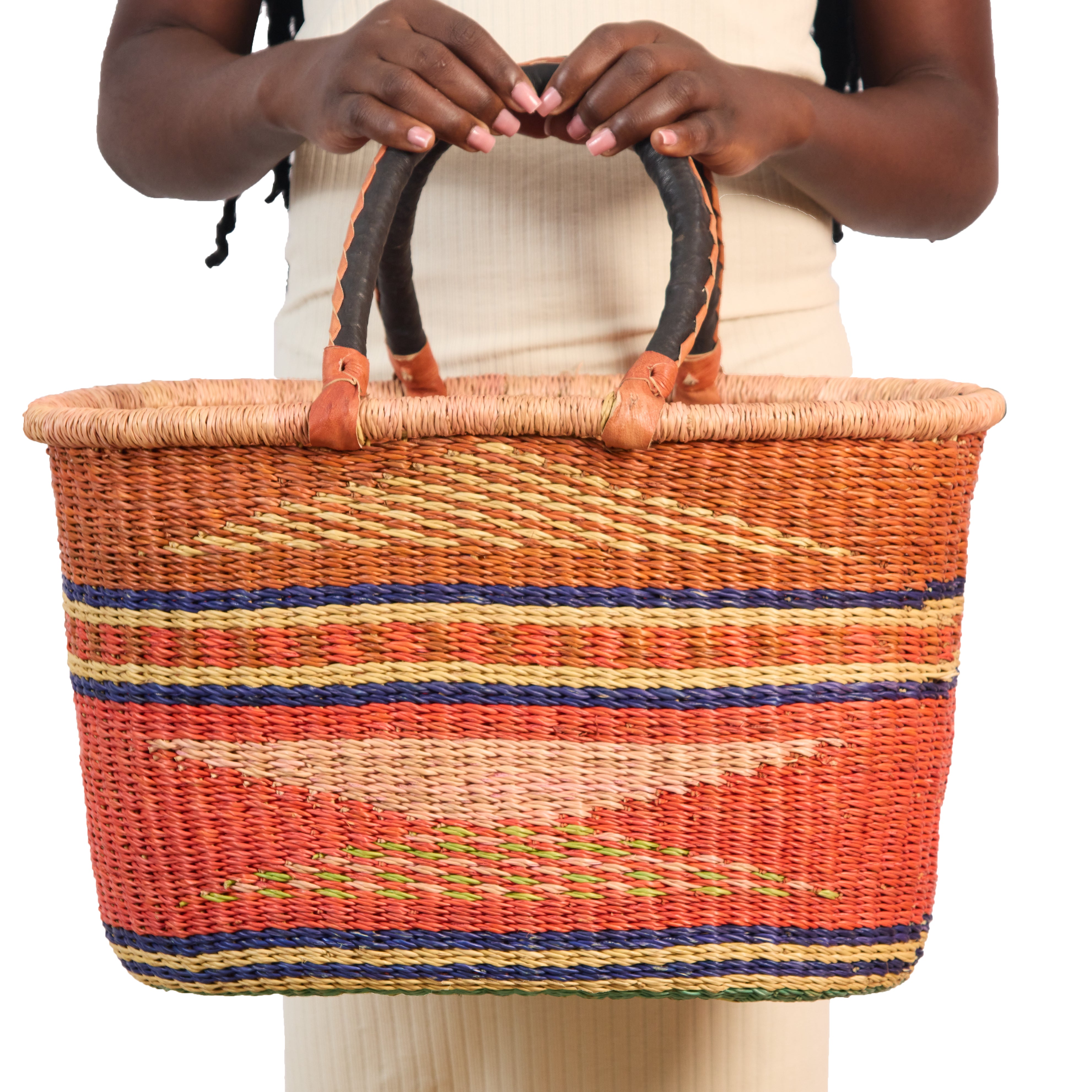 Handwoven Grass Basket Oval Style <br>Assorted